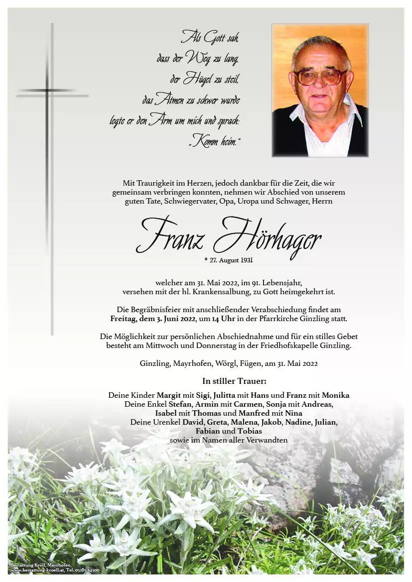 Parte von Franz Hörhager