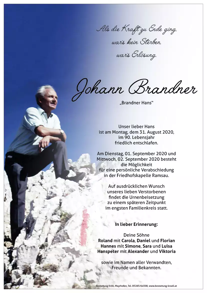 Parte von Johann Brandner