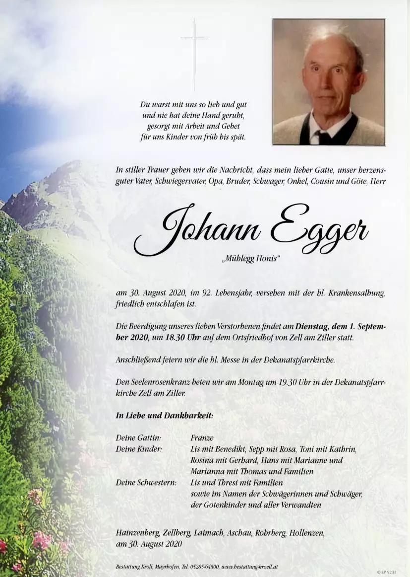 Parte von Johann Egger