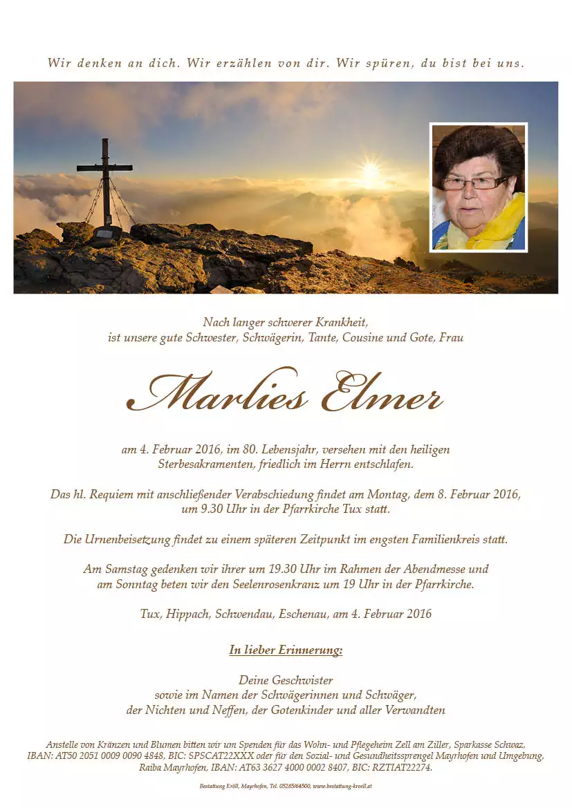 Parte von Marlies Elmer