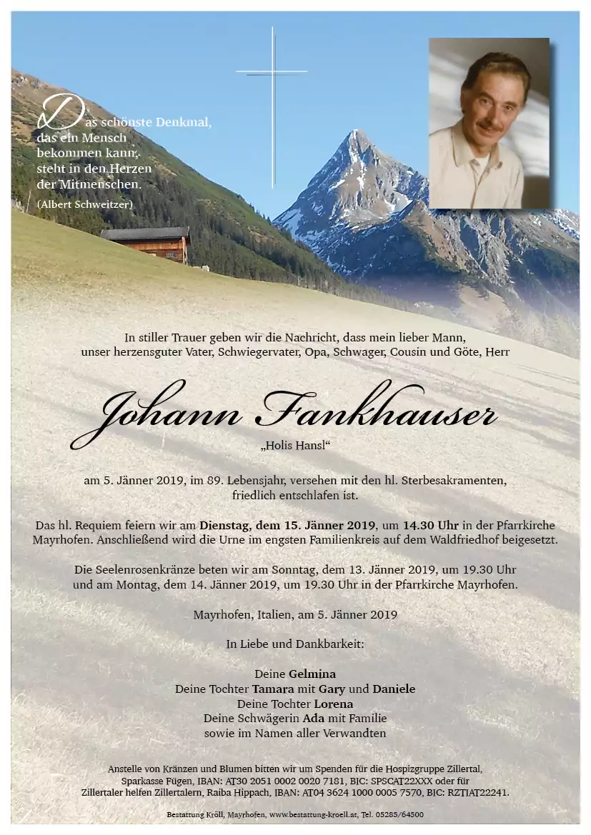 Parte von Johann Fankhauser
