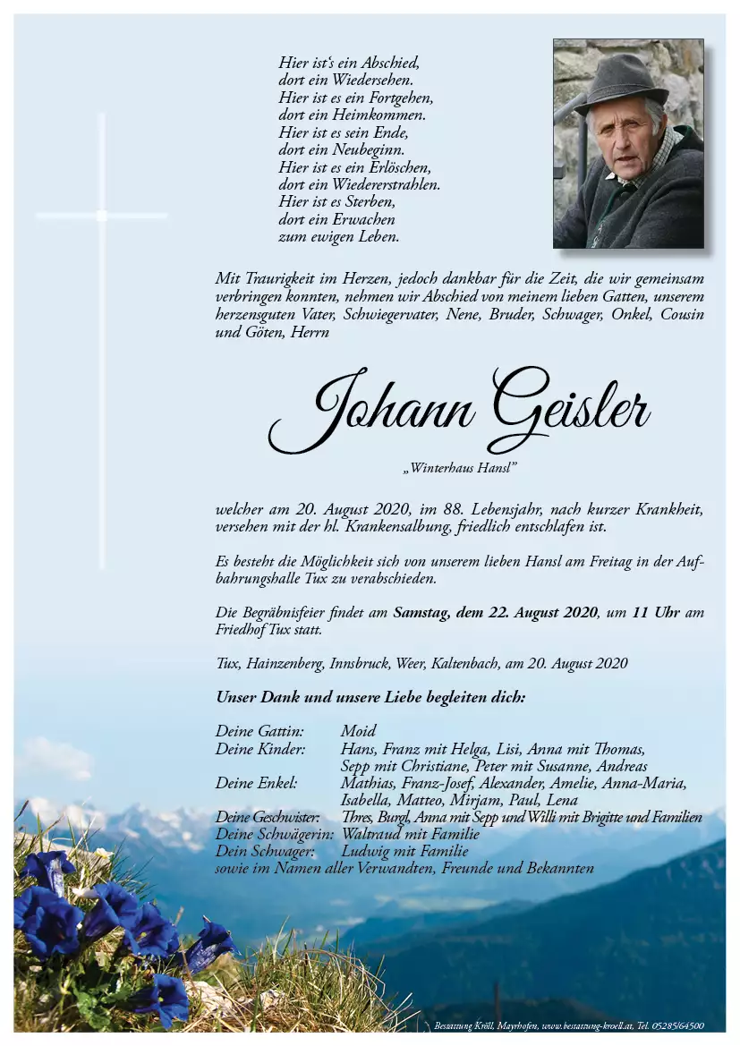 Parte von Johann Geisler