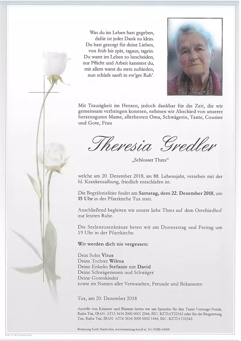 Parte von Theresia Gredler