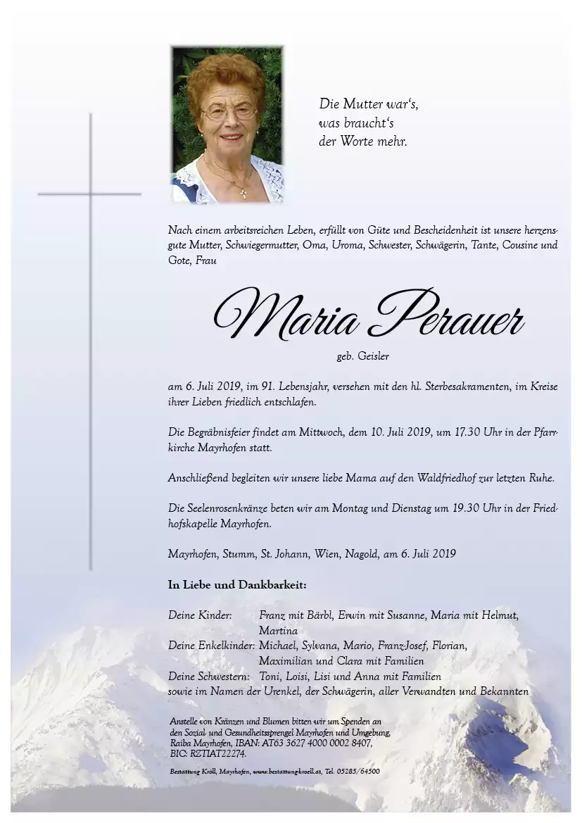 Parte von Maria Perauer