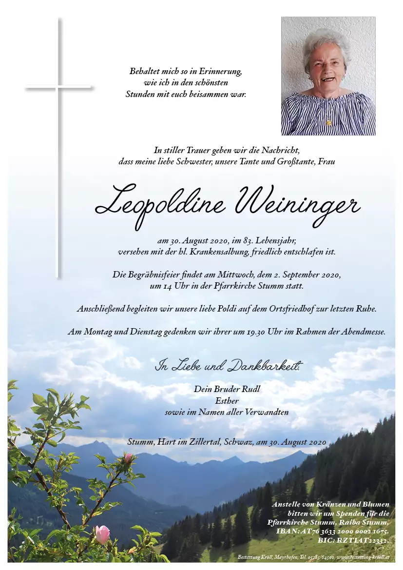 Parte von Leopoldine Weininger